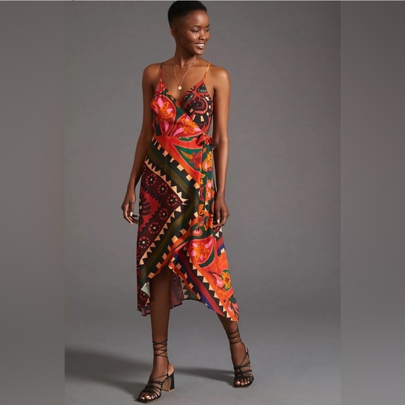 Anthropologie Dresses & Skirts - Farm Rio Anthropologie Asymmetrical Dress in Red and Black Medium